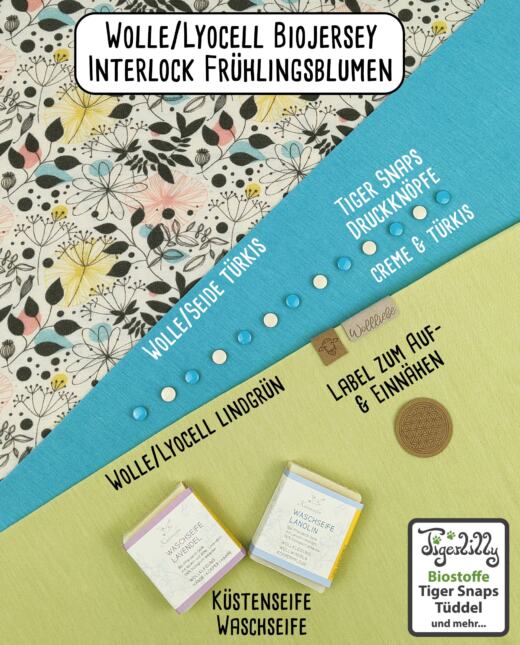 Wolle/Lyocell Biojersey (Interlock) - Frühlingsblumen