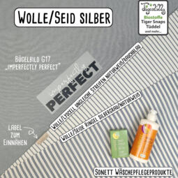 Wolle/Seide Biojersey - Ringel silbergrau/naturweiß – Bild 2