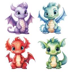 DTF Bügelbilder J21 - Tigerlilly EP - Drachenbabys (ca. 18 x 17cm)