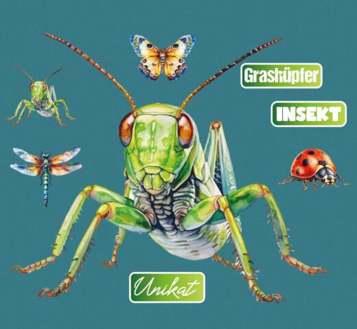 DTF Bügelbilder G16 - Tigerlilly EP - Grashüpfer & Insekten (ca. 18 x 21,5cm)