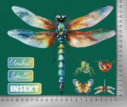 DTF Bügelbilder F10 - Libelle & Insekten (ca. 18 x 22cm)