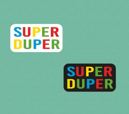 DTF Bügelbilder I16 - Label "SUPER DUPER" 2 Stück (ca. 4,5 x 5cm)