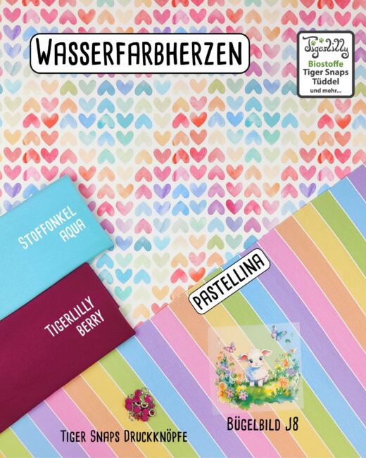 Biojersey - Tigerlilly - Wasserfarbherzen