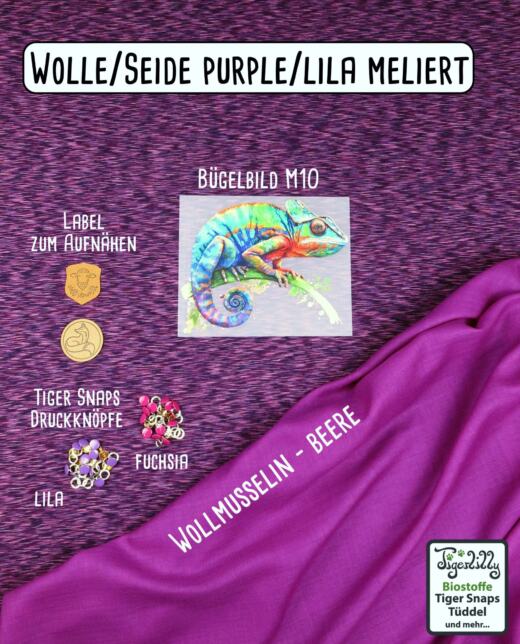Wolle/Seide Biojersey - purple/lila meliert