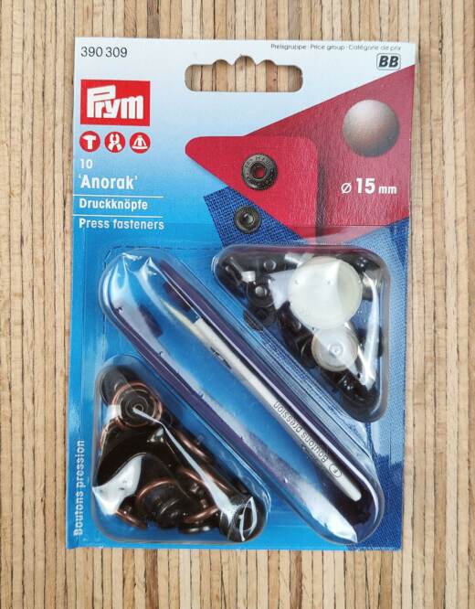 10 Prym Druckknöpfe Anorak (Ø 15mm) - altkupfer (390 309)