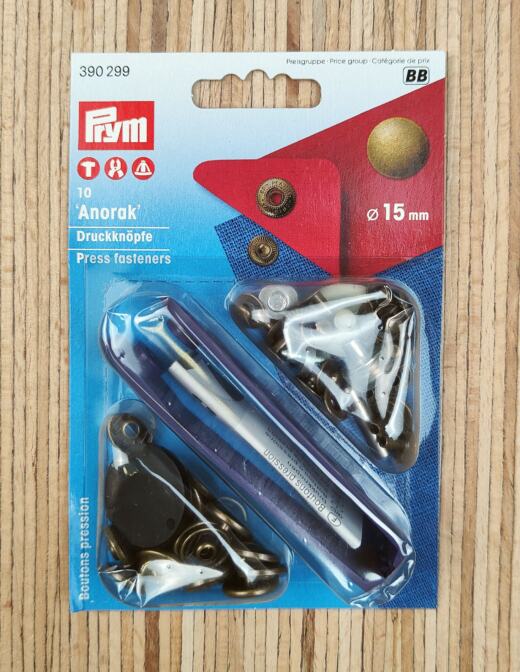 10 Prym Druckknöpfe Anorak (Ø 15mm) - altmessing (390 299)