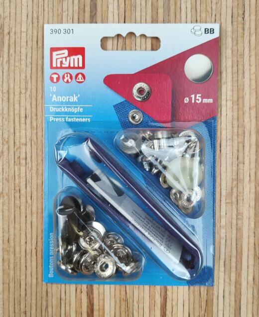 10 Prym Druckknöpfe Anorak (Ø 15mm) inkl. Werkzeug - schwarz (390 307)