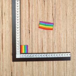 Zwei Weblabel zum Einnähen – Tigerlilly EP – Regenbogenfarben – Bild 2