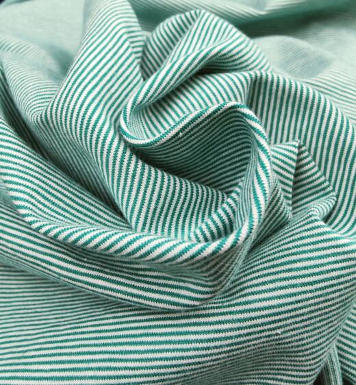 Biojersey - Tigerlilly Basic - Miniminiminiringel smaragdgrün/weiß