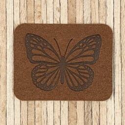 Ein Label zum Aufnähen – Schmetterling - dunkelbraun