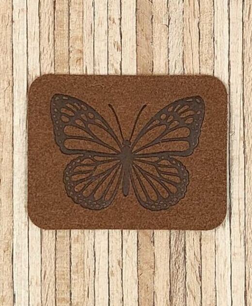 Ein Label zum Aufnähen – Schmetterling - dunkelbraun