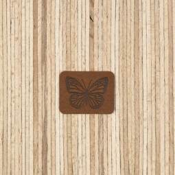 Ein Label zum Aufnähen – Schmetterling - dunkelbraun