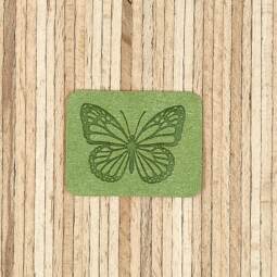 Ein Label zum Aufnähen – Schmetterling - grün