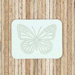 Ein Label zum Aufnähen – Schmetterling - weiß