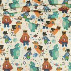 Wolle/Lyocell Biojersey (Interlock) - Tierische Superhelden