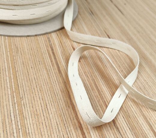 Bio Knopfloch Gummiband - naturweiß 15mm