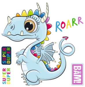 DTF Bügelbild M5 - Drache ROAR farbenfroh (ca. 18,5 x 19,5cm)