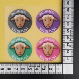 DTF Bügelbilder G21 - Label "Wollwäsche" grau/mint/lila/pink (ca. 8 x 8cm) – Bild 2
