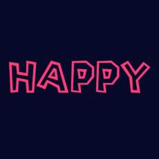 Reflektierendes Bügelbild M13 - "Happy" - neonpink (ca. 19 x 4,5cm)