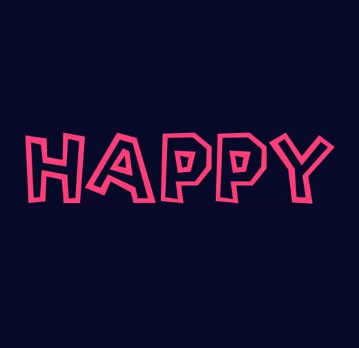 Bügelbild - „HAPPY“ (ca. 19 x 4,5cm) - Folienauswahl