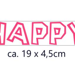Bügelbild - „HAPPY“ (ca. 19 x 4,5cm) - Folienauswahl – Bild 2