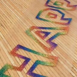 Bügelbild - „HAPPY“ (ca. 19 x 4,5cm) - Folienauswahl – Bild 73