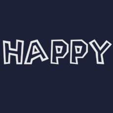 Bügelbild M12 - "Happy" - silber metallisch (ca. 19 x 4,5cm)