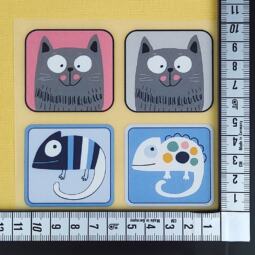 DTF Bügelbilder F5 - Label Cute Cats und Chamäleon (ca. 10,5 x 10cm) – Bild 2
