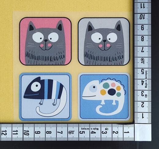 DTF Bügelbilder F5 - Label Cute Cats und Chamäleon (ca. 10,5 x 10cm)