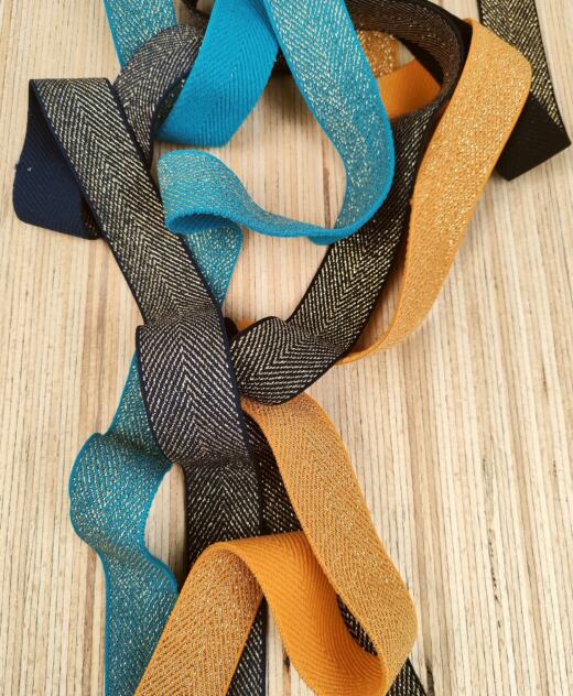 Weiches Glitzergummiband 32mm - Fischgrat