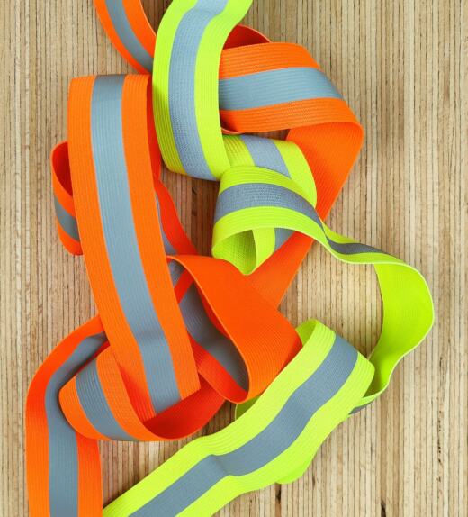 Neongummiband mit Reflektorstreifen 38mm