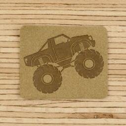 Ein Label zum Aufnähen – Monster Truck - taupe