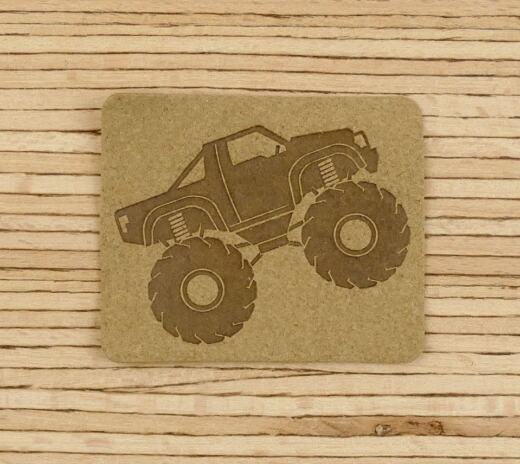 Ein Label zum Aufnähen – Monster Truck - taupe