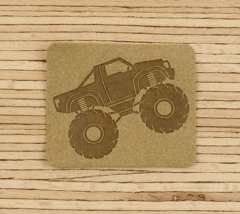 Ein Label zum Aufnähen –  Monster Truck - taupe – Bild 1
