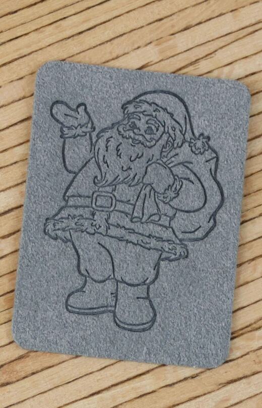 Ein Label zum Aufnähen – Weihnachtsmann - grau
