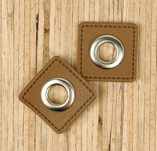 2 Kunstleder-Patches viereckig mit 10mm Ösen