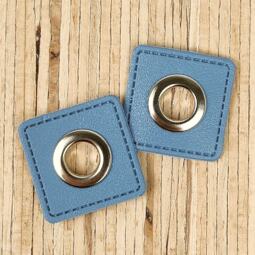 2 Kunstleder-Patches viereckig mit 10mm Ösen – Bild 2