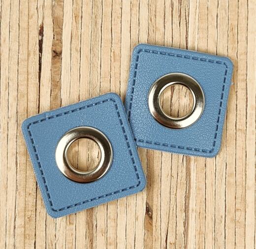 2 Kunstleder-Patches viereckig mit 10mm Ösen