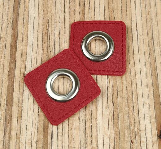 2 Kunstleder-Patches viereckig mit 10mm Ösen
