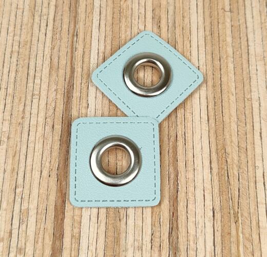 2 Kunstleder-Patches viereckig mit 10mm Ösen