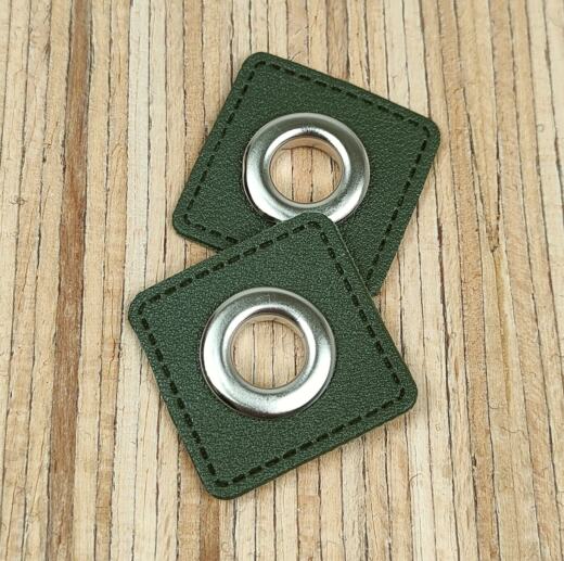 2 Kunstleder-Patches viereckig mit 10mm Ösen
