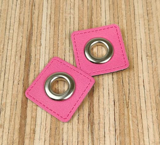 2 Kunstleder-Patches viereckig mit 10mm Ösen