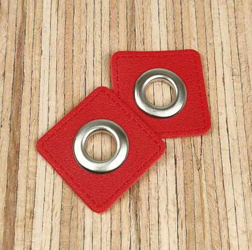 2 Kunstleder-Patches viereckig mit 10mm Ösen
