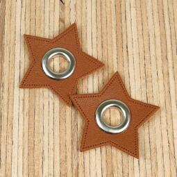 2 Kunstleder-Patches Stern mit 10mm Ösen – Bild 2