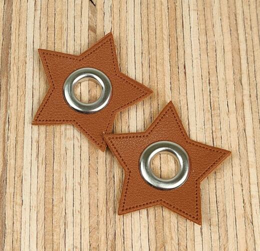 2 Kunstleder-Patches Stern mit 10mm Ösen