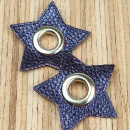 2 Kunstleder-Patches Stern mit 10mm Ösen – Bild 4