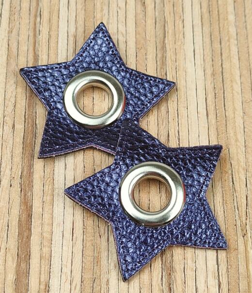 2 Kunstleder-Patches Stern mit 10mm Ösen