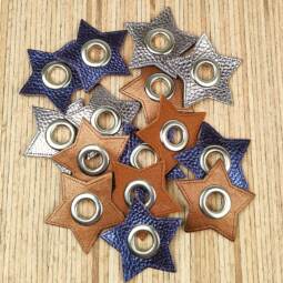 2 Kunstleder-Patches Stern mit 10mm Ösen - verschiedene Farben