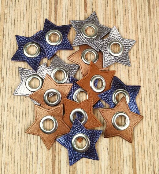 2 Kunstleder-Patches Stern mit 10mm Ösen