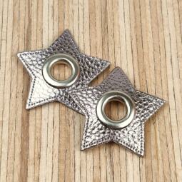 2 Kunstleder-Patches Stern mit 10mm Ösen – Bild 5